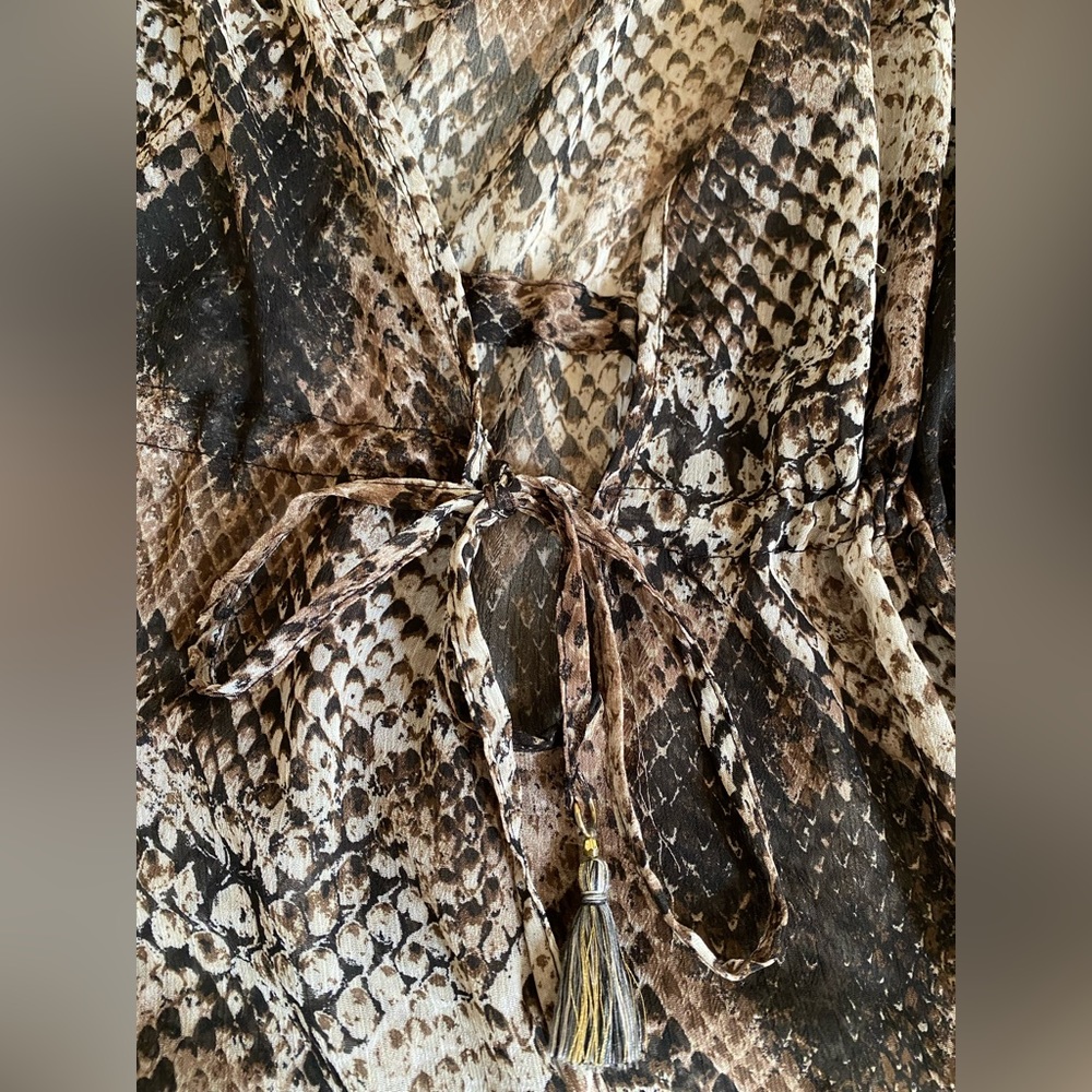 Bleu Rod Beattie Snakeskin Short Coverup. Large. Tassel tie front. LIKE NEW